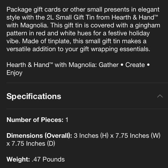 Hearth & Hand Traditional Gingham Christmas Gift Small Tin - Picture 4 of 5